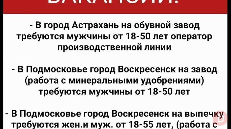 Работа в России. Требуются мужчины и женщины Bishkek - изображение 1