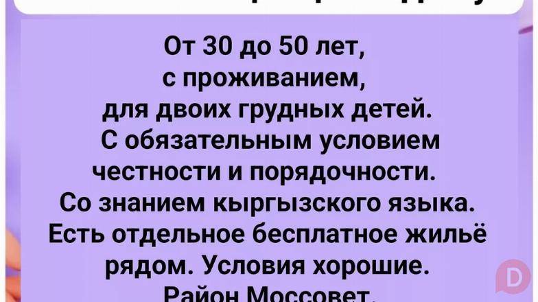 Требуется няня-помощница по дому. Bishkek - изображение 1