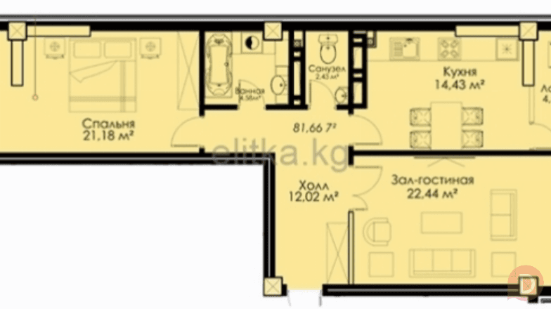Срочно Продам ! 2к , 81,4 м2, ПСО ,6/9, ЖК «CITY PARK», 111т.$, Bishkek - изображение 1