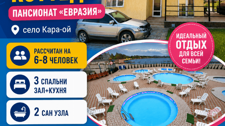 Сдается 2х этажный коттедж , пансионат "Евразия", село Кара-Ой. Karakol - изображение 1