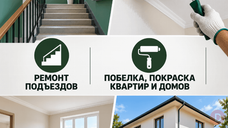 Ремонт подъездов. Побелка, покраска квартир и домов Bishkek - изображение 1