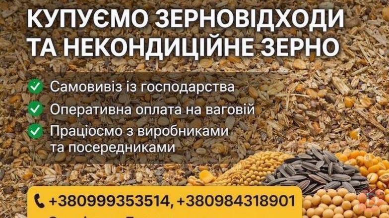 Постійно купуємо зерновідходи Полтава - изображение 1