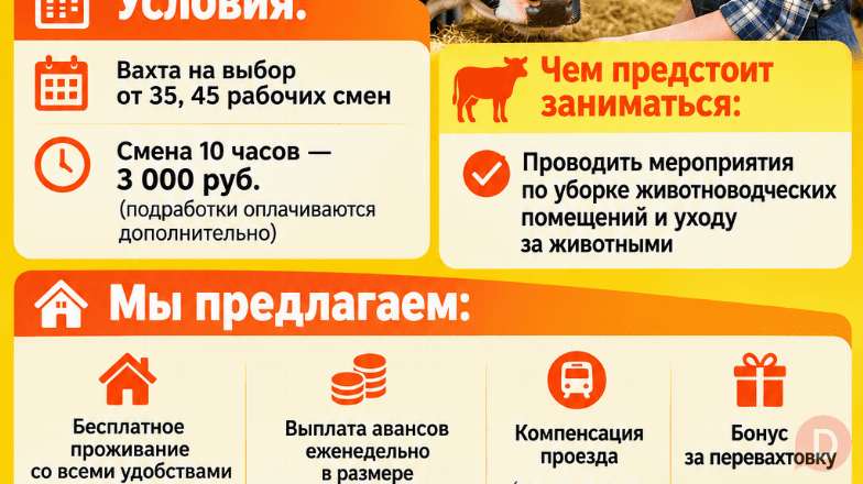 Скотник, доярка и дояр на ферму вахтой с проживанием Калуга - изображение 1